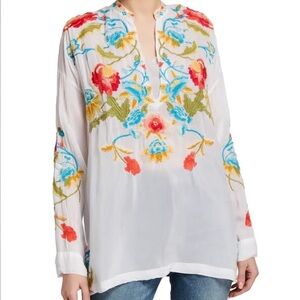 NEW Johnny Was Vagabond Floral Embroidered Blouse Top Multicolor L Large NWT